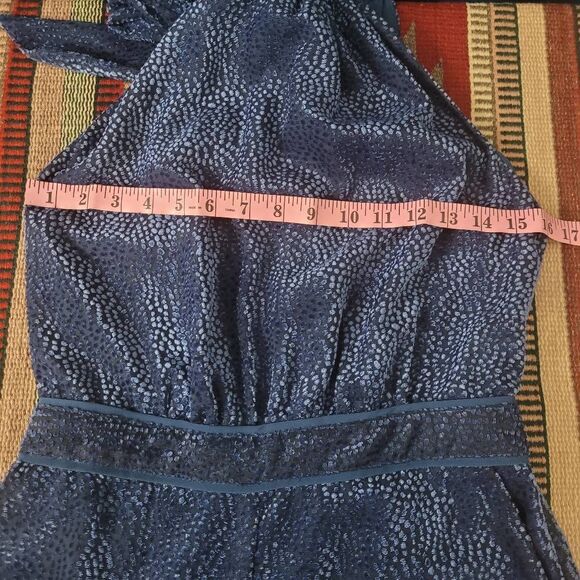 Anthropologie Velvet Nova Jumpsuit Sz 0 Navy Blue Textured Sleeveless Straight - Picture 8 of 13